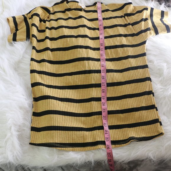 NWOT Stevie Hender Oversized Ribbed Shirt - Golden Yellow with Black Stripes, Sh - Picture 6 of 6
